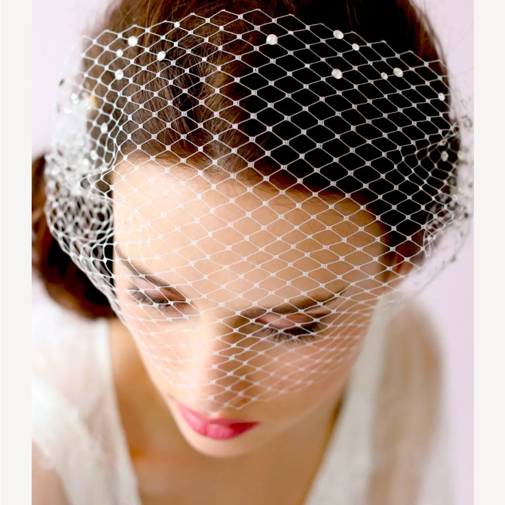 Chic White Netting Hair Veil